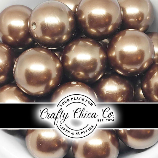 20mm - BROWN - Pearl Chunky Bubblegum - Round Acrylic Beads for Diy and Jewelry Making Supplies