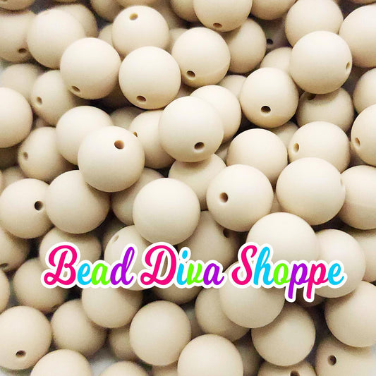 Set of 10 - 15mm - SOLID -  NAVAJO WHITE - Silicone Beads - Diy Jewelry Making - Beaded Pens - Keychains - Bracelets