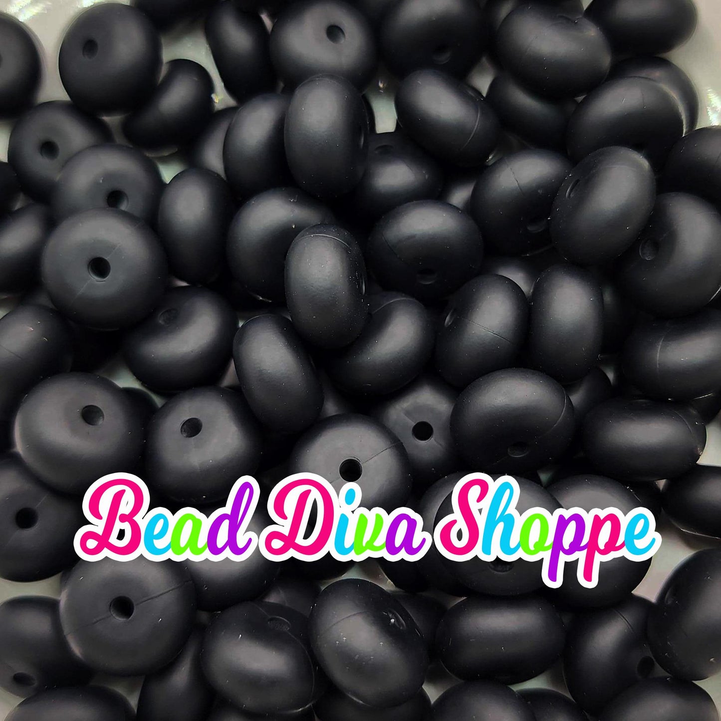 Set of 10 - BLACK - 14mm Silicone Abacus Beads - DIY Jewelry Making - Beaded Pens - Keychains - Bracelets