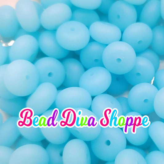 Set of 10 - ICE BLUE - 14mm Silicone Abacus Beads - DIY Jewelry Making - Beaded Pens - Keychains - Bracelets