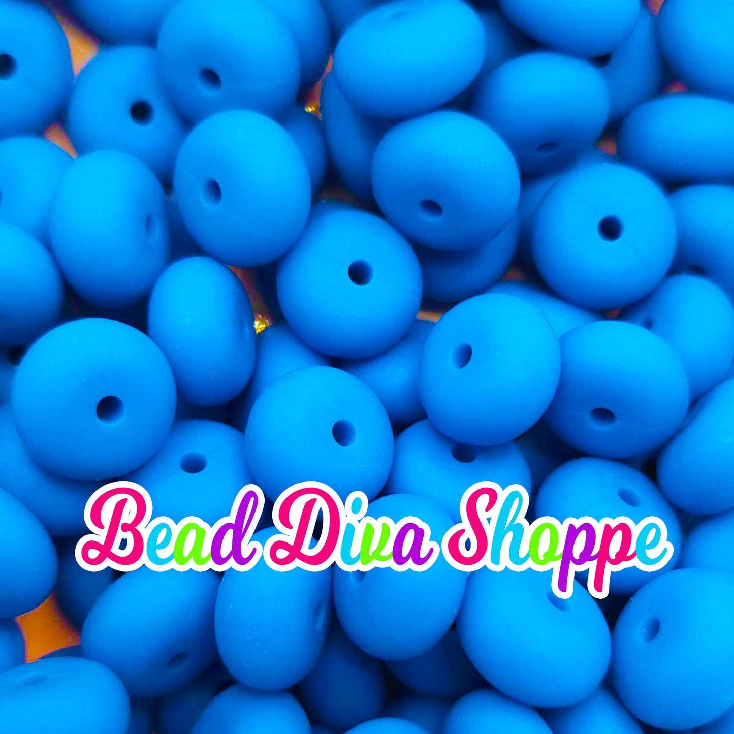 Set of 10 - PIRATE BLUE - 14mm Silicone Abacus Beads - DIY Jewelry Making - Beaded Pens - Keychains - Bracelets