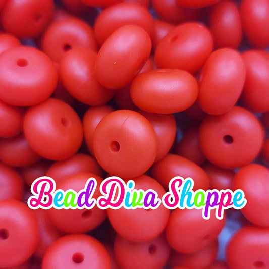 Set of 10 - SCARLET RED - 14mm Silicone Abacus Beads - DIY Jewelry Making - Beaded Pens - Keychains - Bracelets