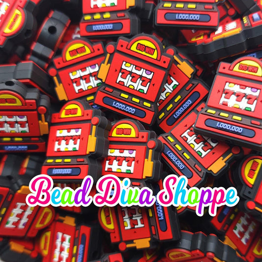 Set of 2 - 32mm x 24mm - SLOT MACHINE - Focal  Beads - DIY Jewelry Making - Beaded Pens - Keychains - Bracelets