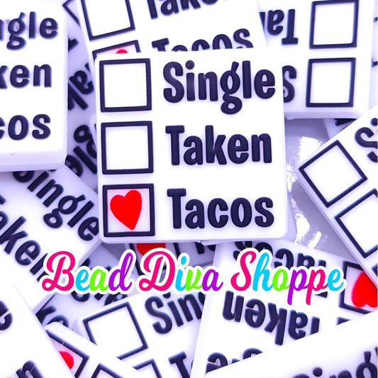 Set of 2 -  30mm X 30mm - SINGLE Taken TACOS   - Focal  Beads - DIY Jewelry Making - Beaded Pens - Keychains - Bracelets
