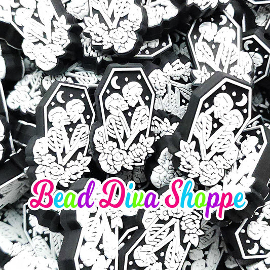 Set of 2 - 35mm X 20mm - SKELETON LOVE   Focal  Beads - DIY Jewelry Making - Beaded Pens - Keychains - Bracelets
