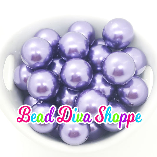 20mm - PURPLE - Pearl Chunky Bubblegum - Round Acrylic Beads for Diy and Jewelry Making Supplies