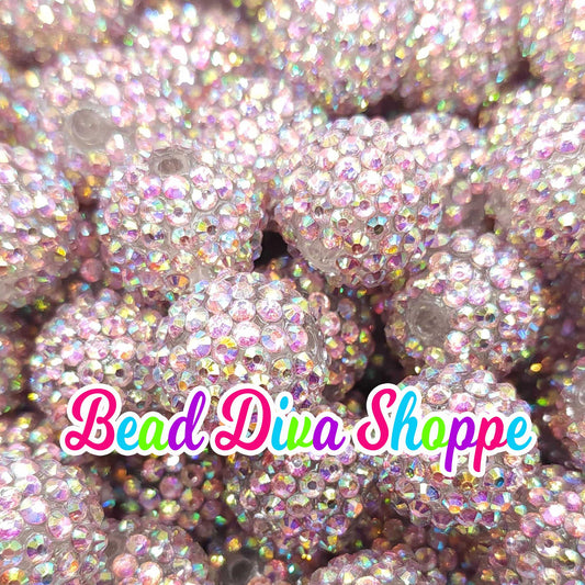 20mm - CLEAR PINK AB Mix -  Rhinestone Beads- Bubblegum - Chunky - Round Acrylic Beads for Diy and Jewelry Making Supplies