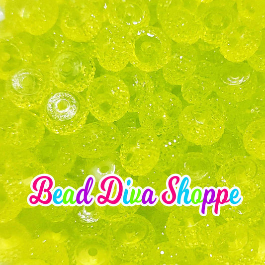 12mm - Set of 10 - LIME GREEN  - Rhinestone Rondelle Crystal Round Loose Spacer Beads