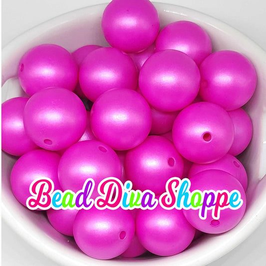 20mm - HOT PINK - MATTE - Pearl Chunky Bubblegum - Round Acrylic Beads for Diy and Jewelry Making Supplies