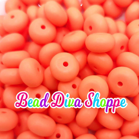 Set of 10 - NECTARINE - 14mm Silicone Abacus Beads - DIY Jewelry Making - Beaded Pens - Keychains - Bracelets
