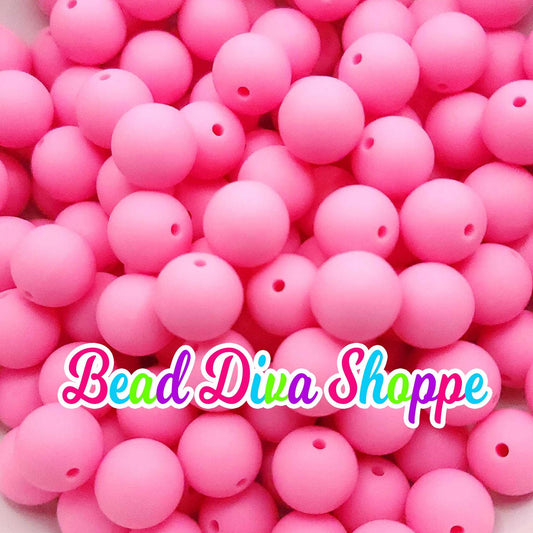 Set of 10 - 15mm - SOLID - PINK - Silicone Beads - Diy Jewelry Making - Beaded Pens - Keychains - Bracelets