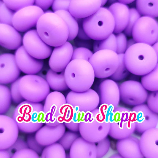 Set of 10 - PURPLE - 14mm Silicone Abacus Beads - DIY Jewelry Making - Beaded Pens - Keychains - Bracelets