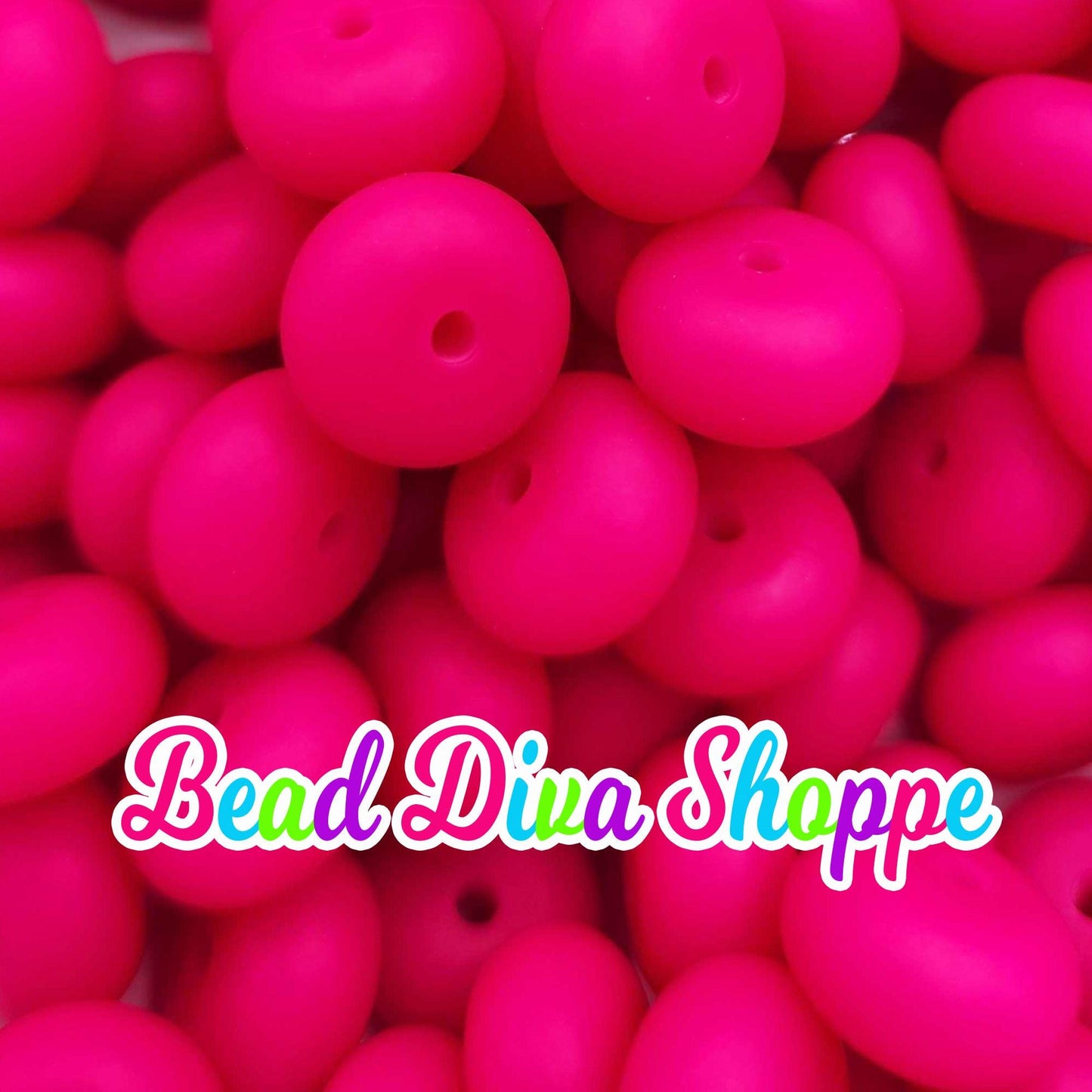 Set of 10 - BRIGHT PINK - 14mm Silicone Abacus Beads - DIY Jewelry Making - Beaded Pens - Keychains - Bracelets