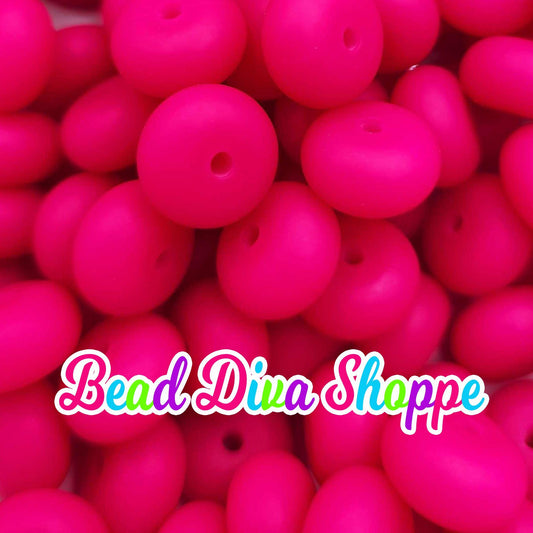 Set of 10 - BRIGHT PINK - 14mm Silicone Abacus Beads - DIY Jewelry Making - Beaded Pens - Keychains - Bracelets