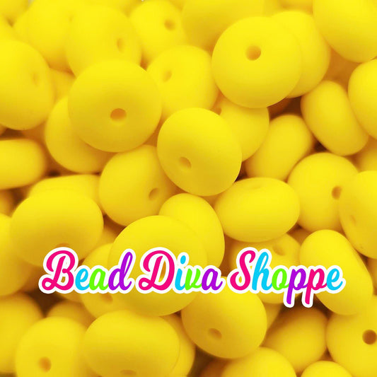 Set of 10 - BRIGHT YELLOW - 14mm Silicone Abacus Beads - DIY Jewelry Making - Beaded Pens - Keychains - Bracelets
