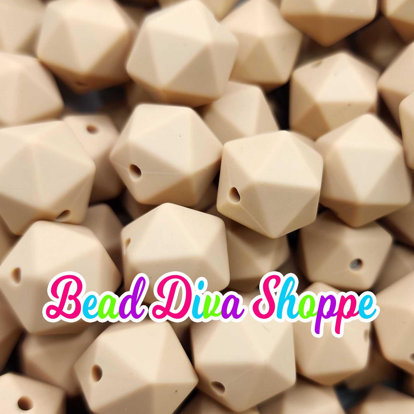 Set of 10 - 14mm - OATMEAL HEX - Silicone Beads - for Diy and Jewelry Making Supplies