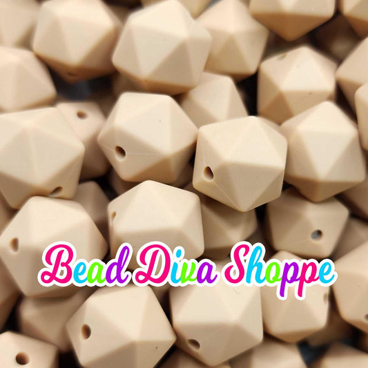 Set of 10 - 14mm - OATMEAL HEX - Silicone Beads - for Diy and Jewelry Making Supplies