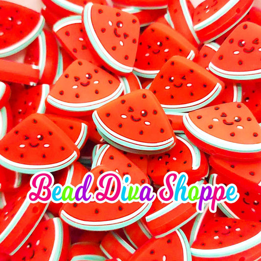 Set of 2 - 20mm x 30mm - WATERMELON CUTIES - Focal  Beads - DIY Jewelry Making - Beaded Pens - Keychains - Bracelets