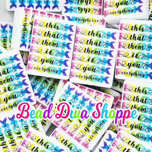 Set of 2 - 21mm x 30mm - F*ck this/them/ that/it/you/everything - Focal  Beads - DIY Jewelry Making - Beaded Pens - Keychains - Bracelets