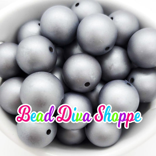 20mm - GRAY - MATTE - Pearl Chunky Bubblegum - Round Acrylic Beads for Diy and Jewelry Making Supplies