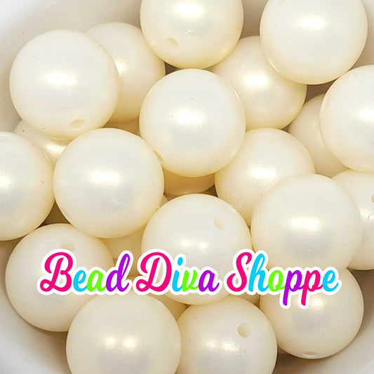20mm - IVORY - MATTE PEARL - Chunky Bubblegum - Round Acrylic Beads for Diy and Jewelry Making Supplies