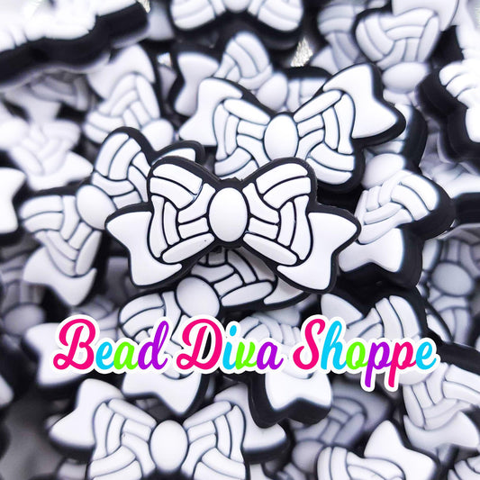 Set of 2 - 14mm X 27mm - VOLLEYBALL BOW - Focal  Beads - DIY Jewelry Making - Beaded Pens - Keychains - Bracelets