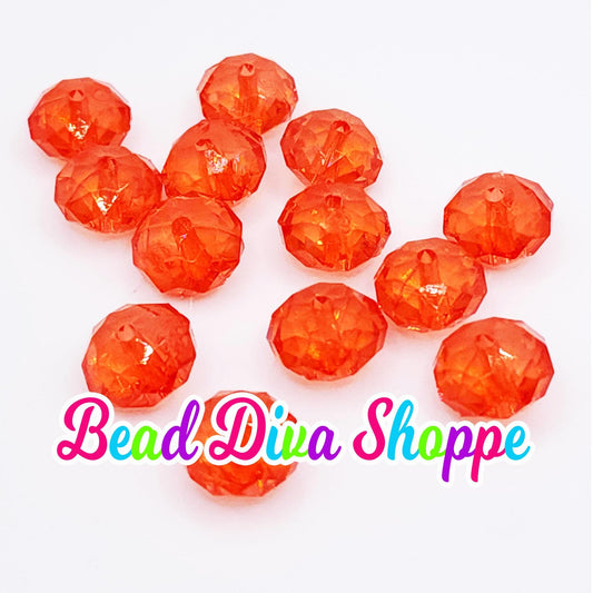 Set of 10 - 12mm - RED - Faceted Beads  - Transparent Faceted Rondelle Beads for Diy and Jewelry Making Supplies