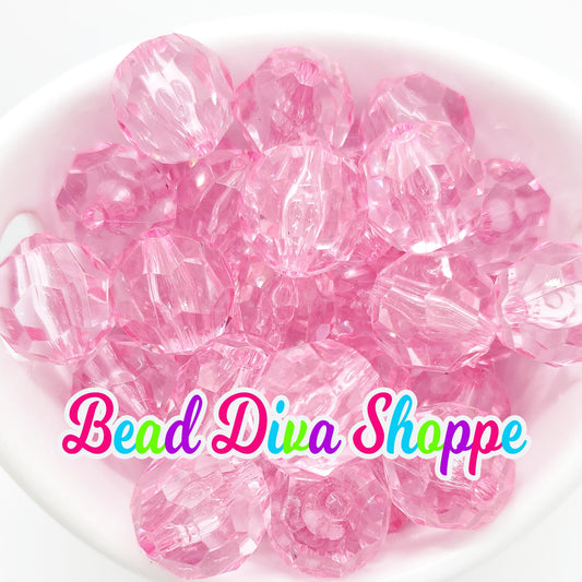 20mm - PINK - Faceted Beads  - Transparent Faceted Rondelle Beads for Diy and Jewelry Making Supplies