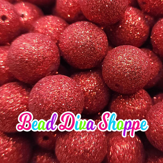 20mm - RED GLITTER DUST Beads - Acrylic Beads for Diy - Jewelry Making Supplies - Keychains - Beaded Pens