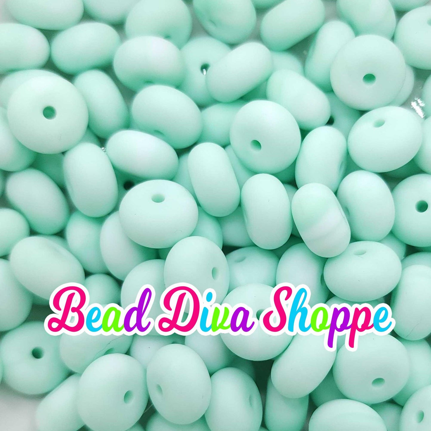 Set of 10 - MARBLE MINT JADE - 14mm Silicone Abacus Beads - Diy Jewelry Making - Beaded Pens - Keychains - Bracelets
