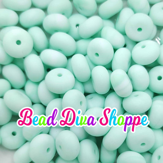 Set of 10 - MARBLE MINT JADE - 14mm Silicone Abacus Beads - Diy Jewelry Making - Beaded Pens - Keychains - Bracelets