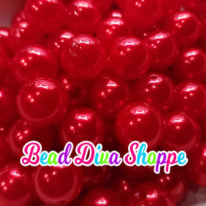 20mm - RED- Pearl Chunky Bubblegum Beads - Round Acrylic Beads for Diy and Jewelry Making Supplies