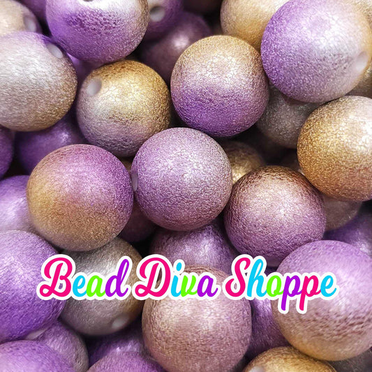 20mm - GOLD / PURPLE / SILVER -  Wrinkle beads - Bubblegum - Round Acrylic Beads for Diy and Jewelry Making Supplies