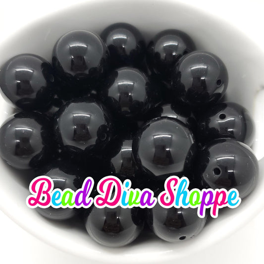 20mm - BLACK -  Solid  Beads - Bubblegum - Round Acrylic Beads for Diy and Jewelry Making Supplies