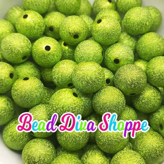 20mm - LIME GREEN STARDUST Beads - Acrylic Beads for Diy - Jewelry Making Supplies - Keychains - Beaded Pens