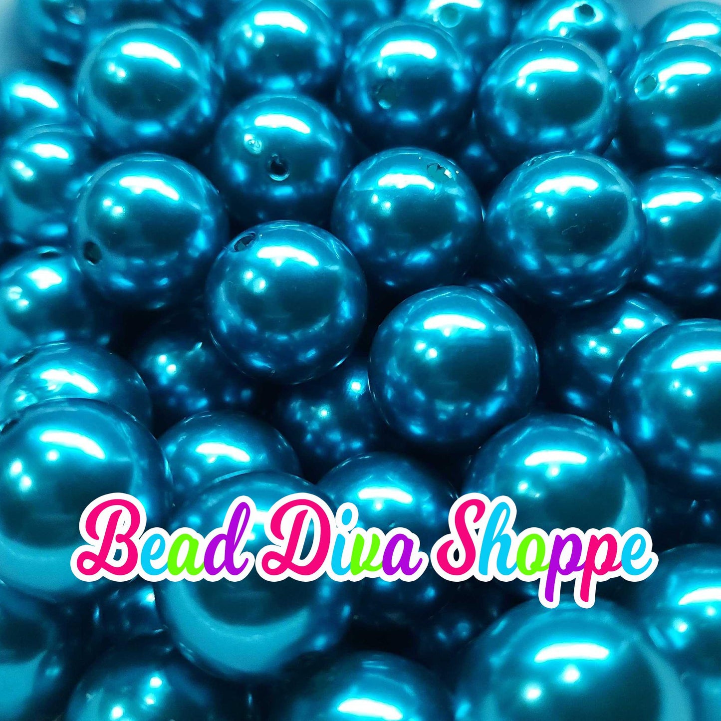 20mm - TURQUOISE - Pearl Chunky Bubblegum Beads - Round Acrylic Beads for Diy and Jewelry Making Supplies