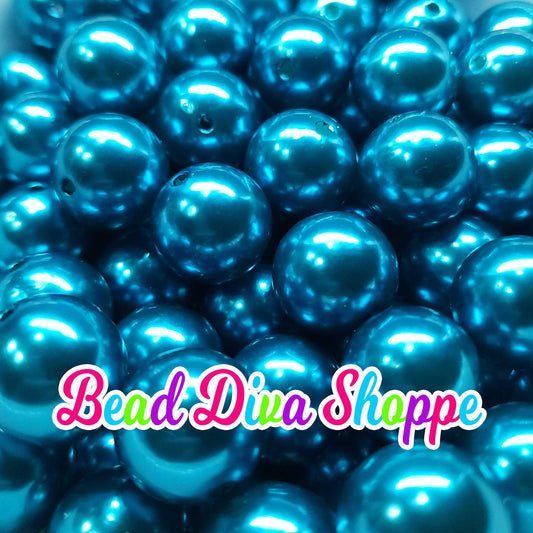 20mm - TURQUOISE - Pearl Chunky Bubblegum Beads - Round Acrylic Beads for Diy and Jewelry Making Supplies