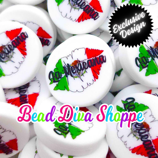 EXCLUSIVE - Set of 2 - 30mm - LA MEXICANA - Focal  Beads - Diy Jewelry Making - Beaded Pens - Keychains - Bracelets