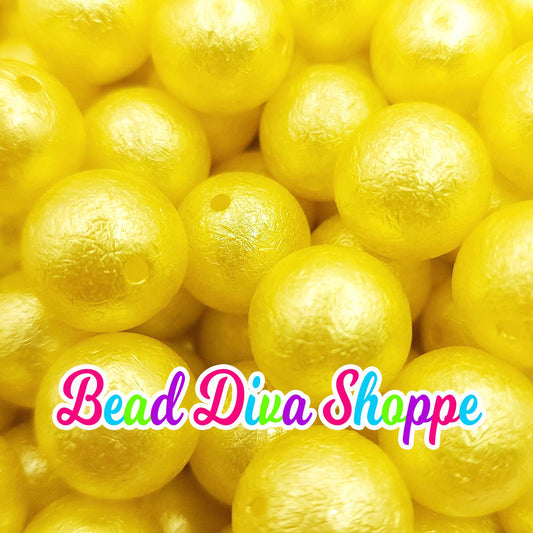 20mm - YELLOW -  Wrinkle beads - Bubblegum - Round Acrylic Beads for Diy and Jewelry Making Supplies