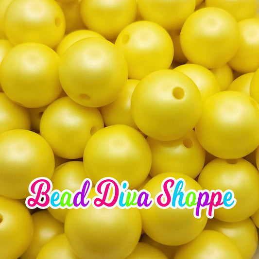 20mm - YELLOW MATTE PEARL - Chunky Bubblegum Beads - Round Acrylic Beads for Diy and Jewelry Making Supplies