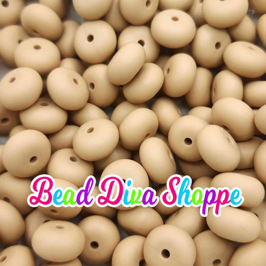 14mm - Set of 10 - OATMEAL - Abacus Rondelle Round Loose Spacer Beads
