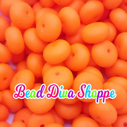 14mm - Set of 10 - ORANGE - Abacus Rondelle Round Loose Spacer Beads