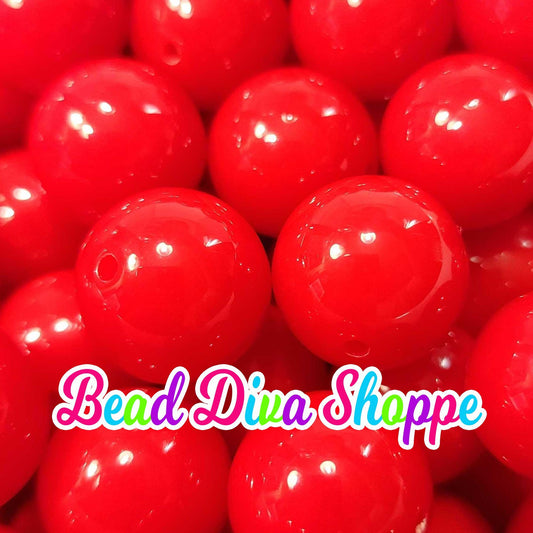 20mm - RED -  Solid  Beads - Bubblegum - Round Acrylic Beads for Diy and Jewelry Making Supplies