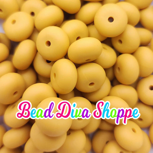 Set of 10 - MUSTARD YELLOW - 14mm Silicone Abacus Beads - DIY Jewelry Making - Beaded Pens - Keychains - Bracelets
