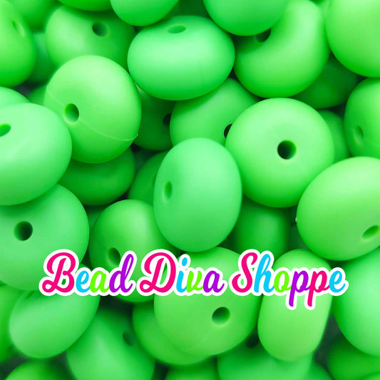 Set of 10 - GRASS GREEN - 14mm Silicone Abacus Beads - DIY Jewelry Making - Beaded Pens - Keychains - Bracelets