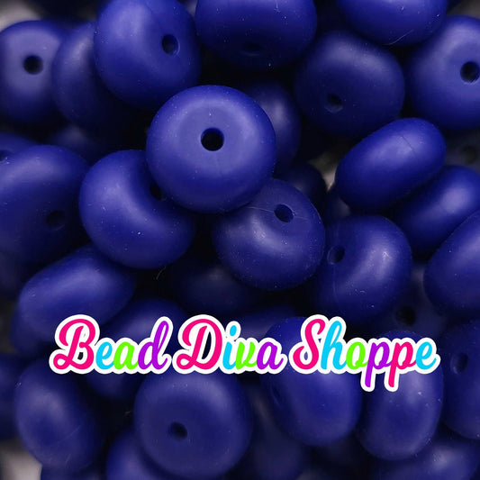 Set of 10 - NAVY BLUE - 14mm Silicone Abacus Beads - DIY Jewelry Making - Beaded Pens - Keychains - Bracelets