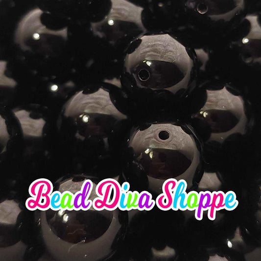 20mm - BLACK -  Solid  Beads - Bubblegum - Round Acrylic Beads for Diy and Jewelry Making Supplies