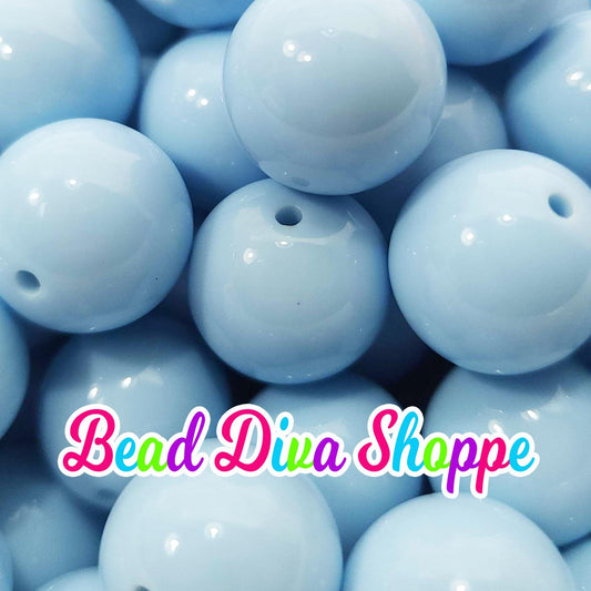 20mm - LIGHT BLUE -  Solid  Beads - Bubblegum - Round Acrylic Beads for Diy and Jewelry Making Supplies