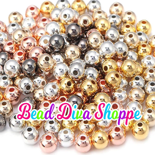 12mm - Set of 50 - SHINY Beads - 4 Colors to choose from - Plastic spacers - Light weight - Keychains - Beaded Pens - Jewelry