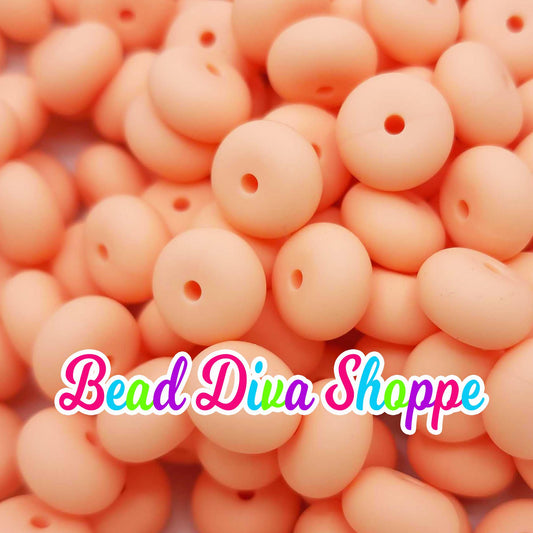 14mm - Set of 10 - PEACH - Abacus Rondelle Round Loose Spacer Beads